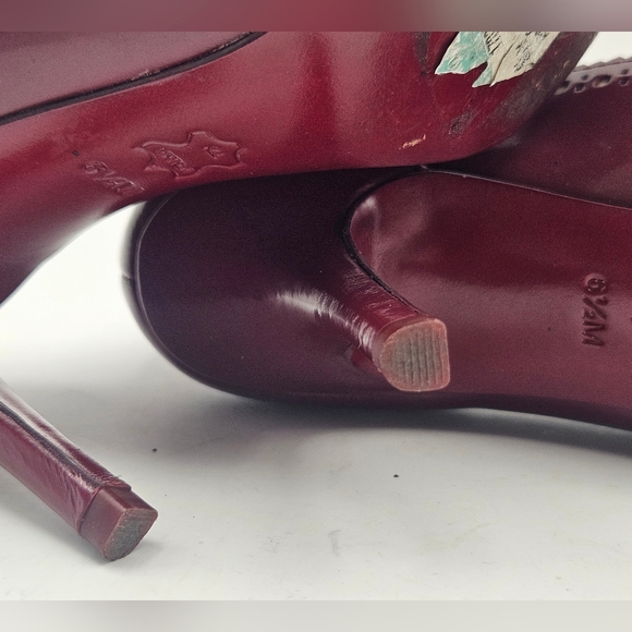 Tory Burch Darlene maroon ivory pump heels 6.5 Vintage shoes Spectator - Picture 9 of 11